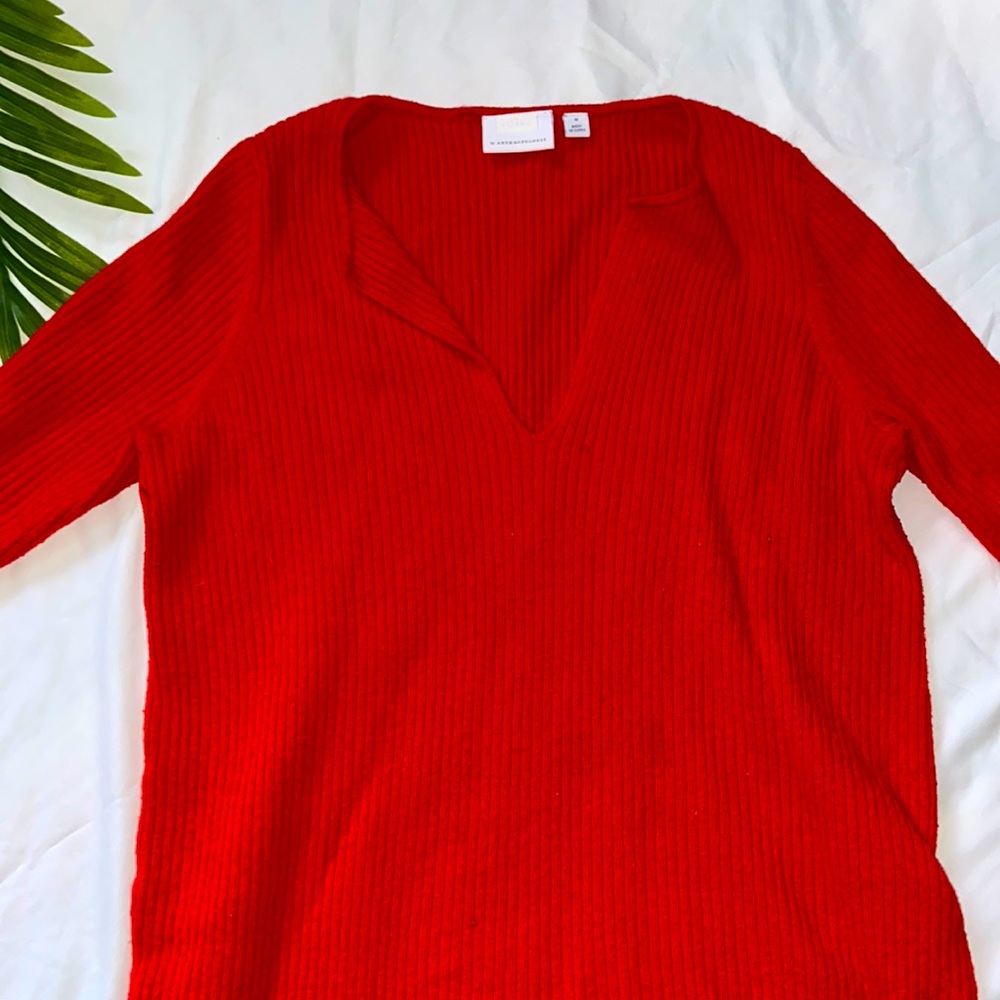 Anthropologie Red Sweater
